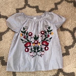 Blue and white striped blouse